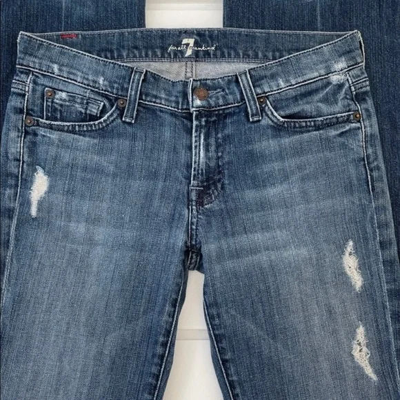 Seven For All Mankind Women's Distressed
Bootcut Denim Jeans Size 28 - Picture 4 of 10